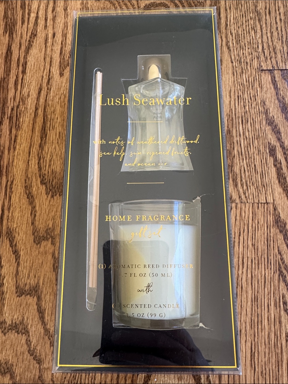 Home Fragrance Reed Diffuser & Candle Set - Gold / Clear